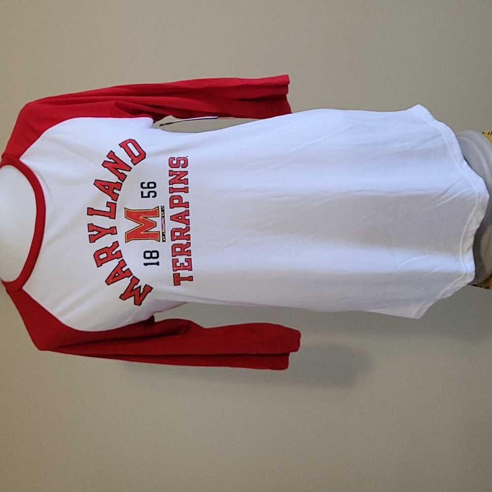 NEW Maryland Terrapins Jersey color block 3/4 sleeve t-shirt Blue 84 Juniors Med